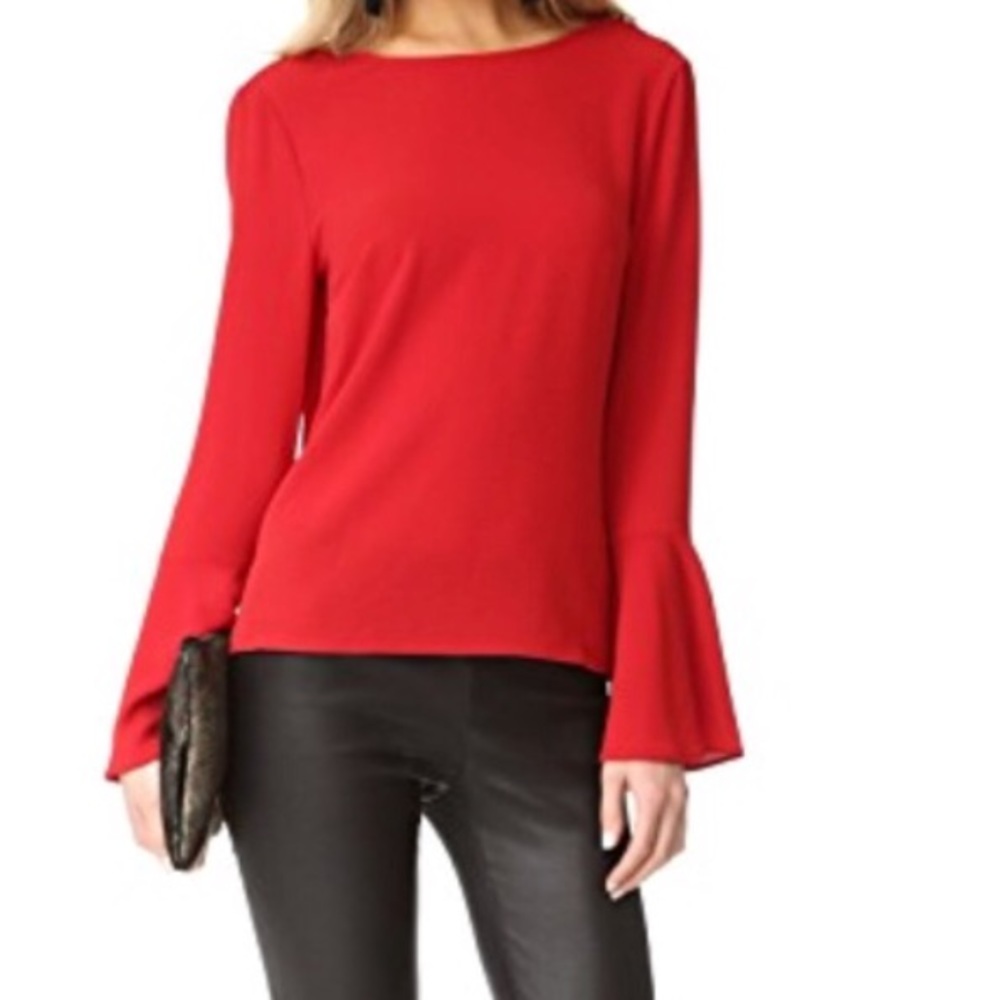 NWT [ Wayf ] Bell-Sleeved Blouse in Red